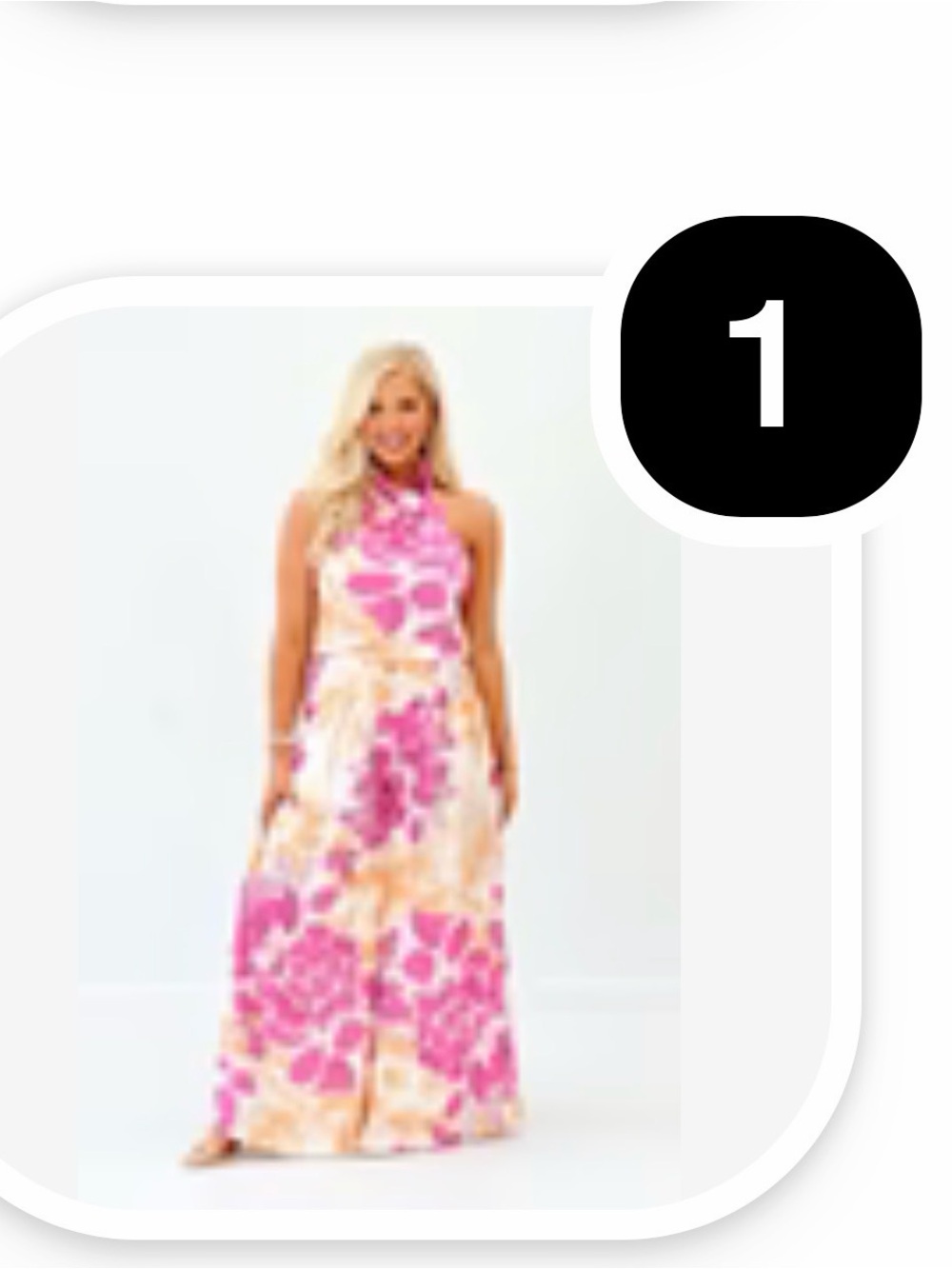 Halter Floral Print Women's Top in Pink & Peach with wide legged pants set